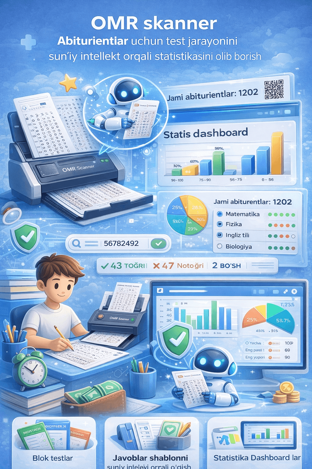 AI OMR Scanner – Test baholash platformasi